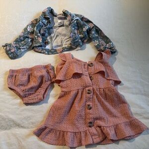 Babygirl Floral Jacket and Pink Dress Set